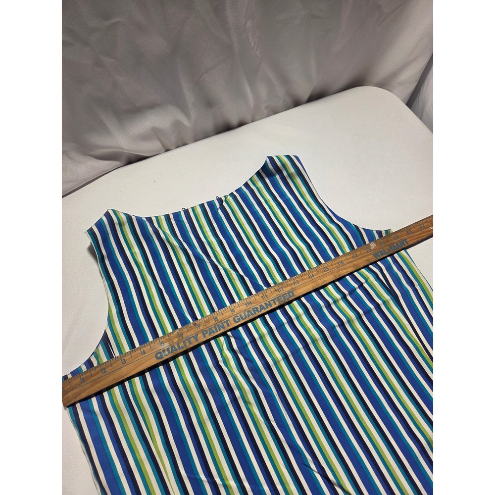 Liz Claiborne Collection Reversible Shell Top Blue Green Paisley Stripe Size 10 - Picture 6 of 6
